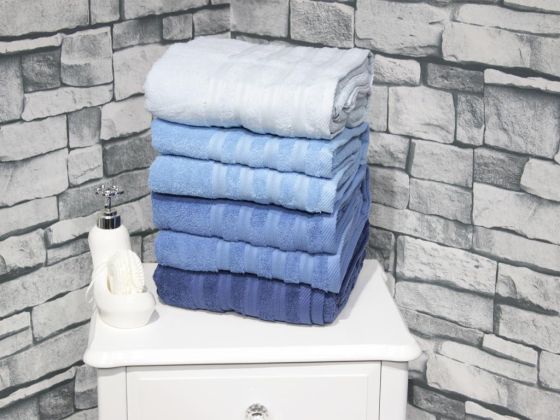 Rainbow %100 Cotton Bath Towel 90x150 Cm 4 pcs Navy Blue