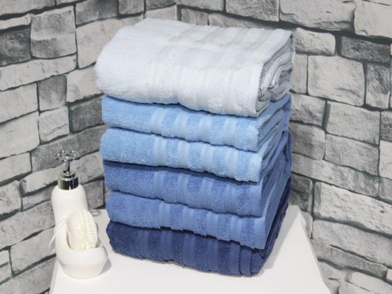 Rainbow %100 Cotton Bath Towel 90x150 Cm 4 pcs Navy Blue