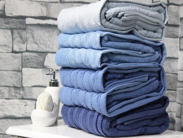 Rainbow %100 Cotton Bath Towel 90x150 Cm 4 pcs Navy Blue - Thumbnail