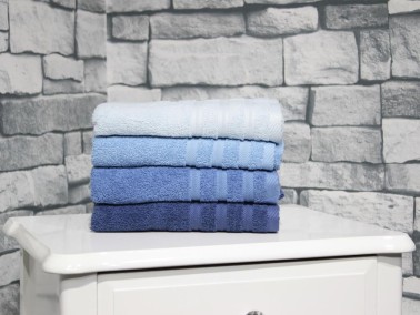 Rainbow %100 Cotton Hand And Face Towel 50x90 Cm 4 pcs Navy Blue - Thumbnail