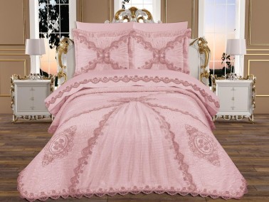 Çeyiz Diyarı - Raks French Guipure Blanket Set Powder Çeyiz Diyarı - Raks French Guipure Blanket Set Powder