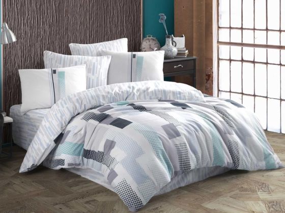 Retro Double Ranforce Duvet Cover Set Blue