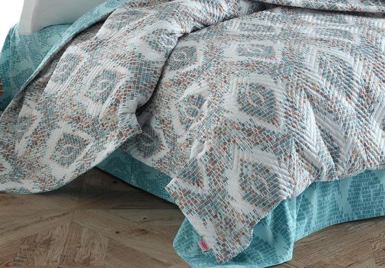 Retro Double Quilted Duvet Cover Set Mint