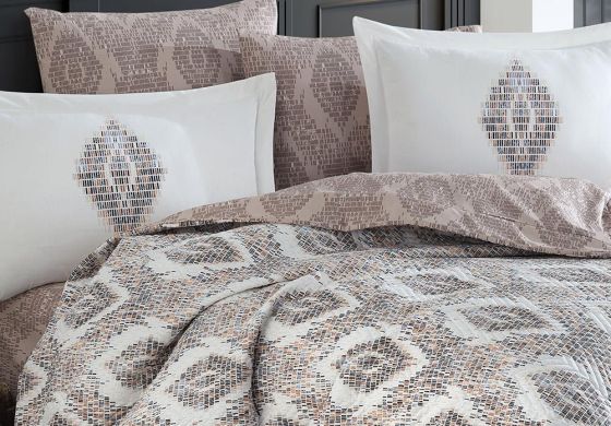 Retro Single Quilted Duvet Cover Set Brown