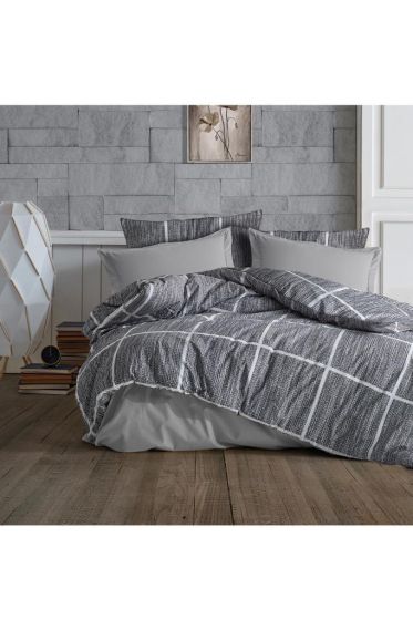 Rian Bedding Set 4 Pcs, Duvet Cover, Bed Sheet, Pillowcase, Double Size, Self Patterned, Wedding, Daily use Gray