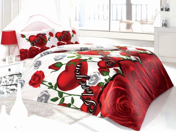 Dowry World Romina Double Duvet Cover Set Red