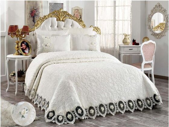 Rose French Guipure Blanket Set 6 Pcs