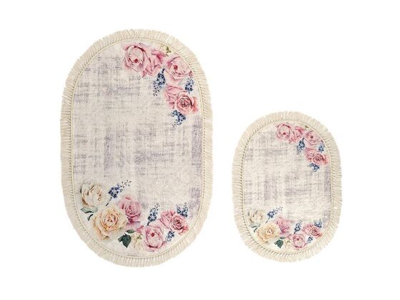 Rose Garden Oval Bath Mat Set 2 Pcs