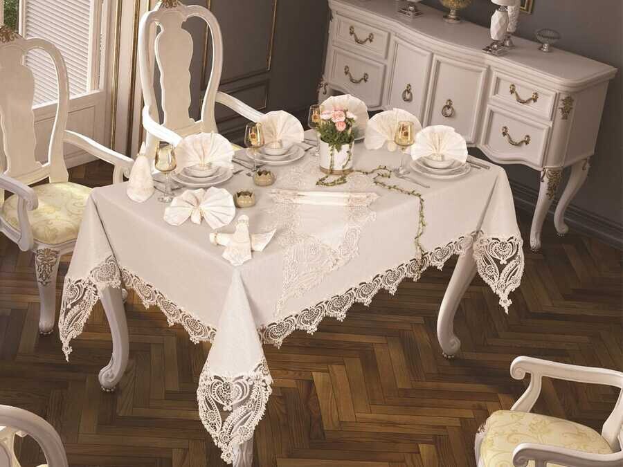 Rose Heart Table Cloth 26 Pieces Cream - Thumbnail