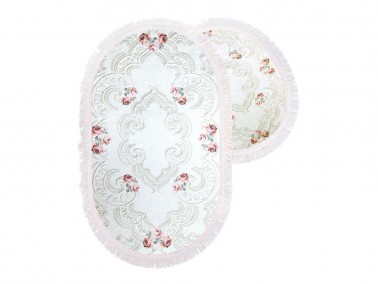 Çeyiz Diyarı - Rose Line Oval Bath Mat Set 2 Pcs Cream Çeyiz Diyarı - Rose Line Oval Bath Mat Set 2 Pcs Cream