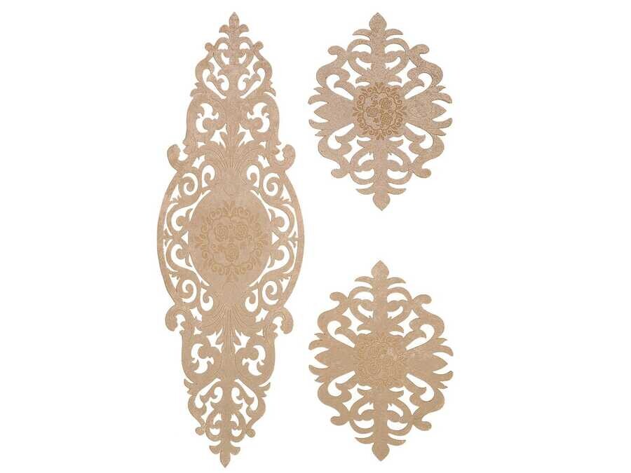 Dowry World - Roseart Velvet Living Room Set 3 Pieces Beige