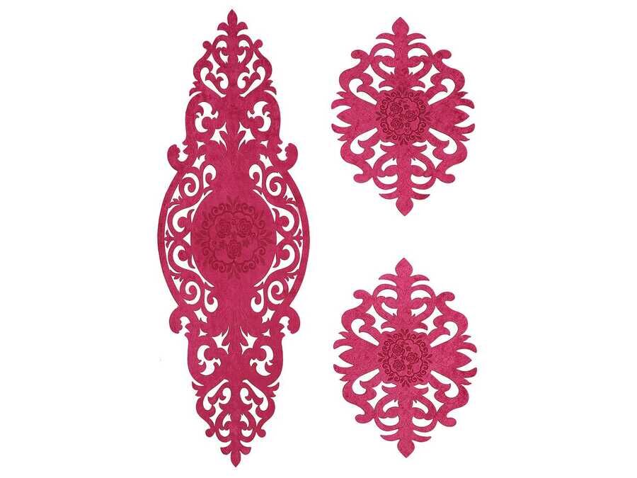  Roseart Velvet Living Room Table Cover Set 3 Pieces Fuchsia