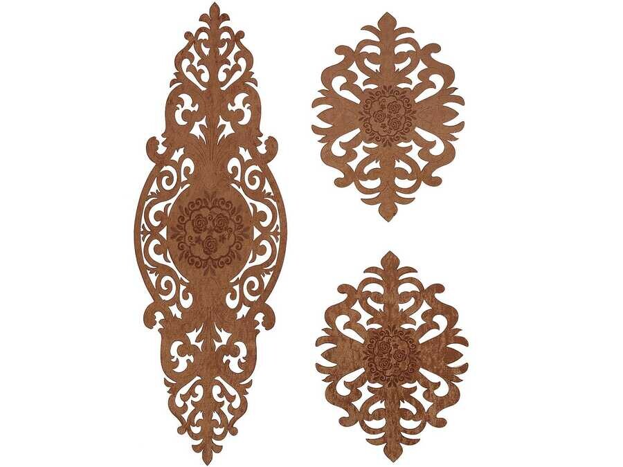 Dowry World - Roseart Velvet Living Room Set 3 Pieces Brown