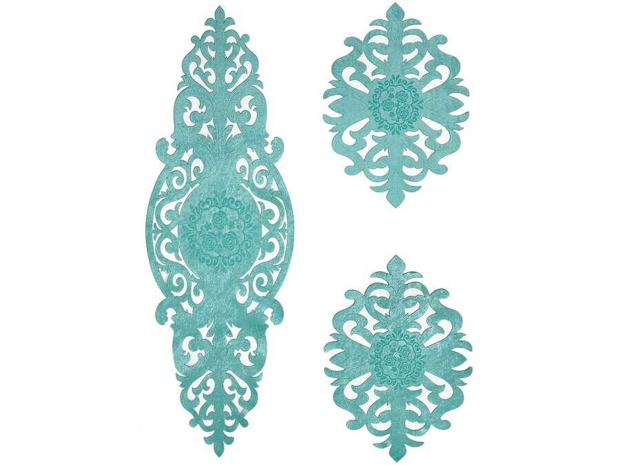 Dowry World - Roseart Velvet Living Room Table Cover Set 3 Pieces Spring-Green