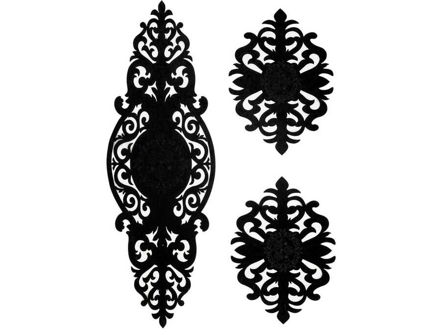 Dowry World - Roseart Velvet Living Room Set 3 Pieces Black