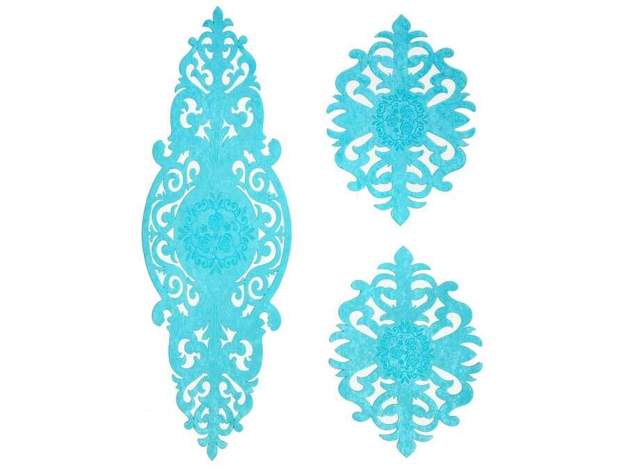 Dowry World - Roseart Velvet Living Room Set 3 Piece Turquoise