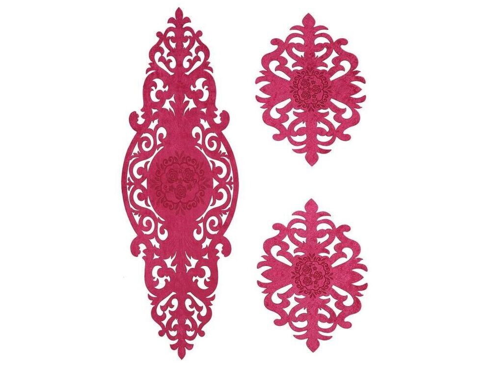 Dowry World - Roseart Velvet Living Room Set 5 Pieces Fuchsia