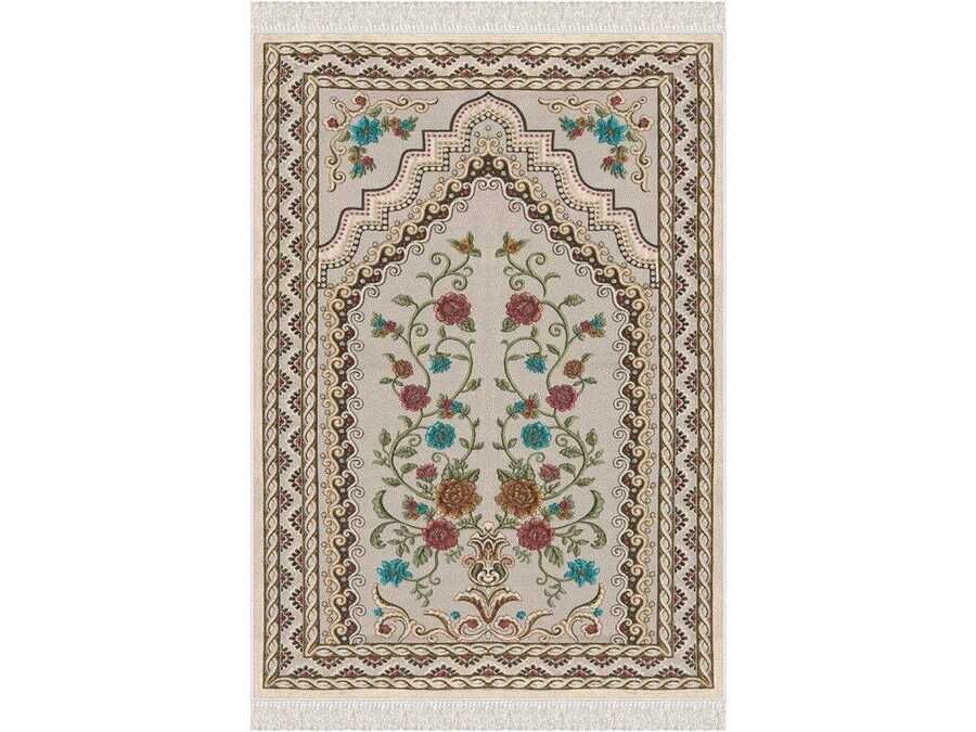 Rosegarden Velvet Prayer Rug Beige