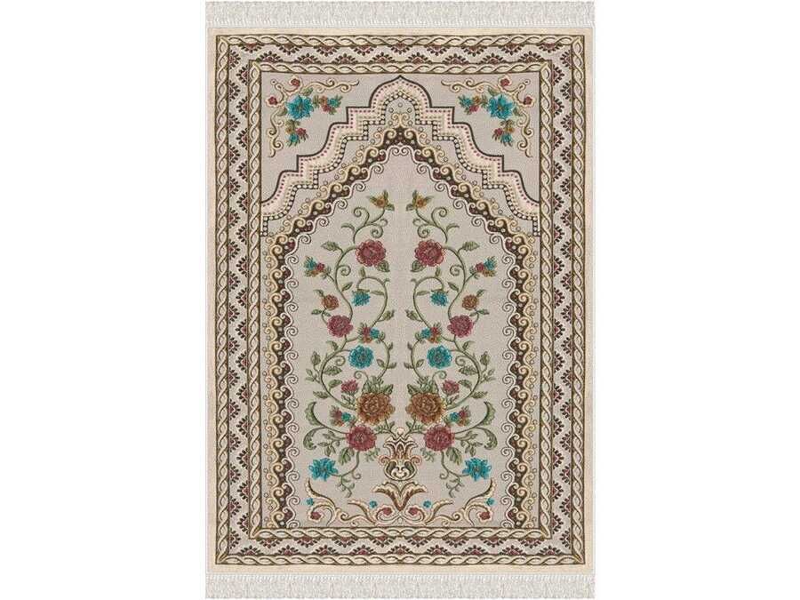 Rosegarden Velvet Prayer Rug Beige