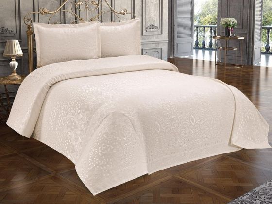 طقم غطاء سرير مزدوج من الجاكار والشانيل - سكري Royal