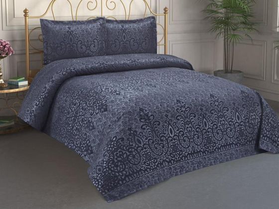 Royal Jacquard Chenille Double Bedspread Indigo