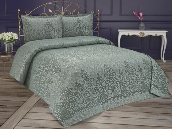 Royal Jacquard Chenille Double Bedspread Emerald