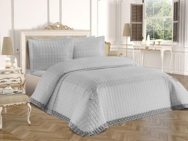 Roza Double Quilted Bedspread Gray - Thumbnail