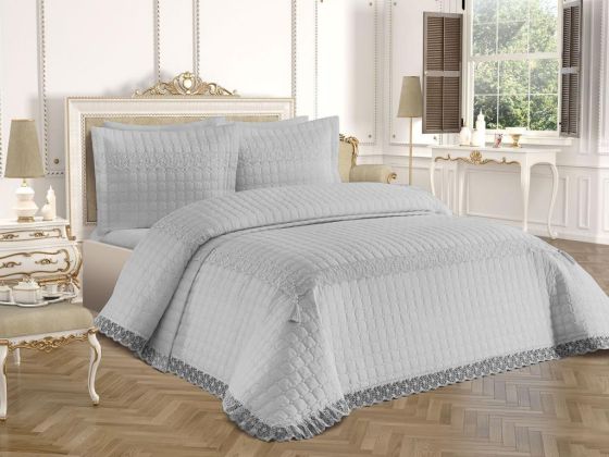 Roza Double Quilted Bedspread Gray