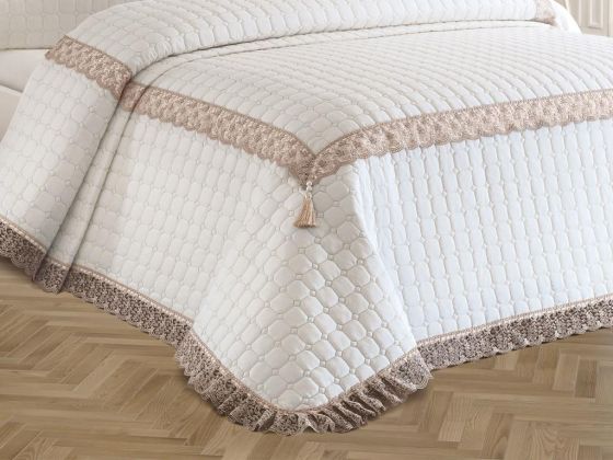 Roza Double Quilted Bedspread Cream Beige