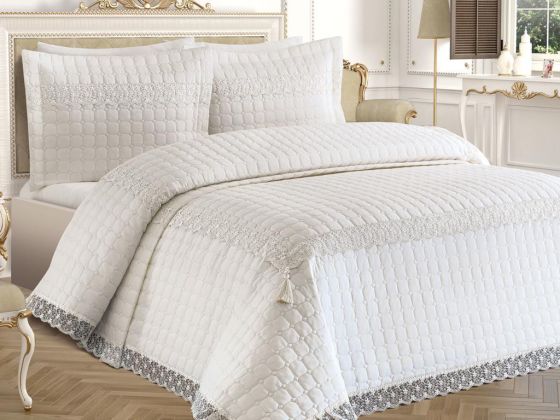 Roza Double Quilted Bedspread Cream Cream