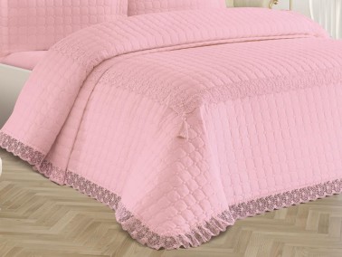 Roza Double Quilted Bedspread Powder - Thumbnail