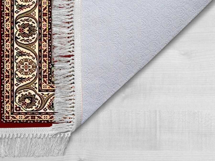 Safa Velvet Prayer Rug Burgundy - Thumbnail