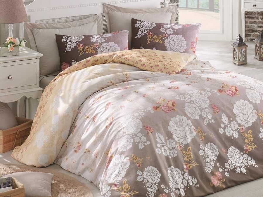  Şahende 100% Cotton Double Duvet Cover Set Brown