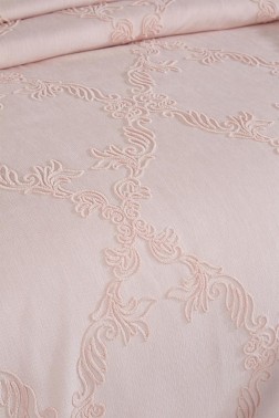 Sahra 10 Pcs Bridal Wedding Set, Bedspread 240x260,Duvet Cover 200x220, Blanket 220x240, Sheet 230x240, Pillowcase, Cotton Fabric, Pink - Thumbnail