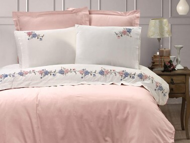 Sahara Embroidered Duvet Cover Set Powder - Thumbnail