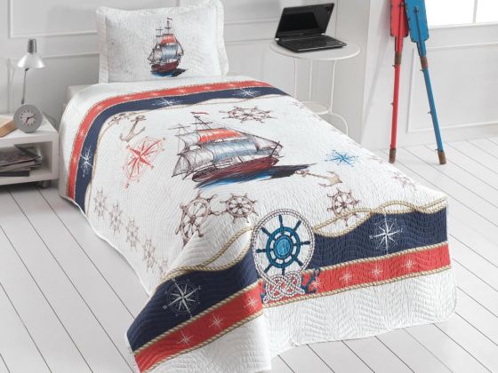 Sailor Youth and Kids Printed Single Bedspread White