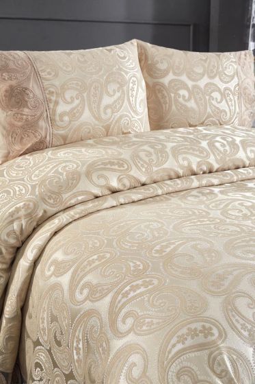 Sal Bedspread Set 3pcs, Coverlet 240x260, Pillowcase 50x70, Double Size, Beige