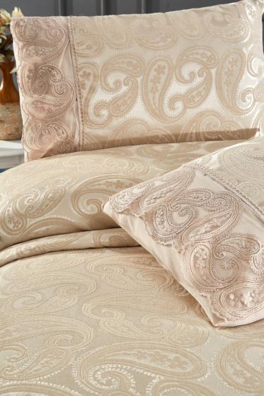 Sal Bedspread Set 3pcs, Coverlet 240x260, Pillowcase 50x70, Double Size, Beige