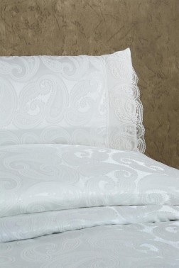 Sal Bedspread Set 3pcs, Coverlet 240x260, Pillowcase 50x70, Double Size, Cream - Thumbnail