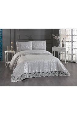 Sal Bedspread Set 3pcs, Coverlet 240x260, Pillowcase 50x70, Double Size, Gray - Thumbnail