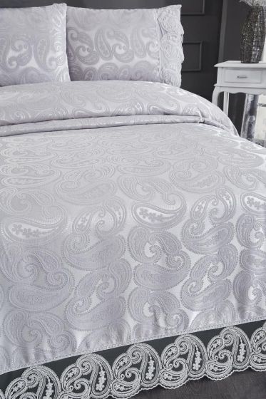Sal Bedspread Set 3pcs, Coverlet 240x260, Pillowcase 50x70, Double Size, Gray