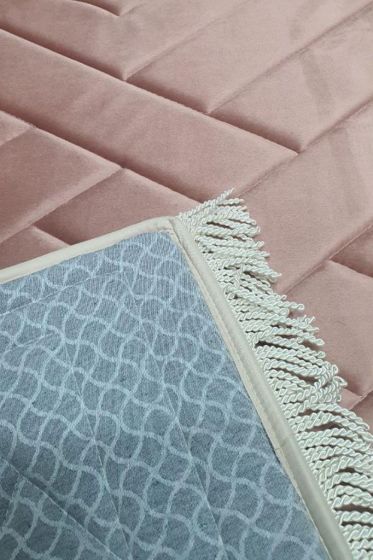 Saliha Velvet Quilted Prayer Rug 70x120 cm Dry Rose