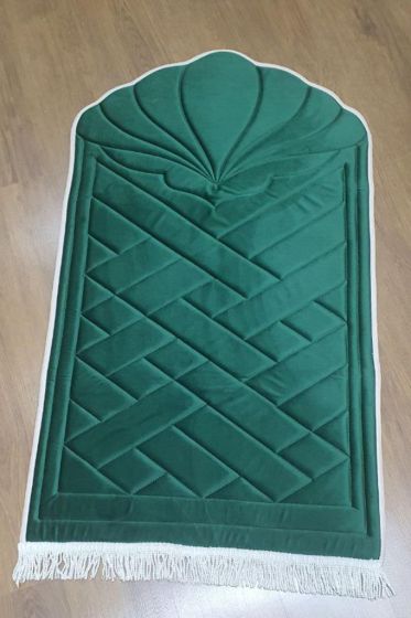 Saliha Velvet Quilted Prayer Rug 70x120 cm Green