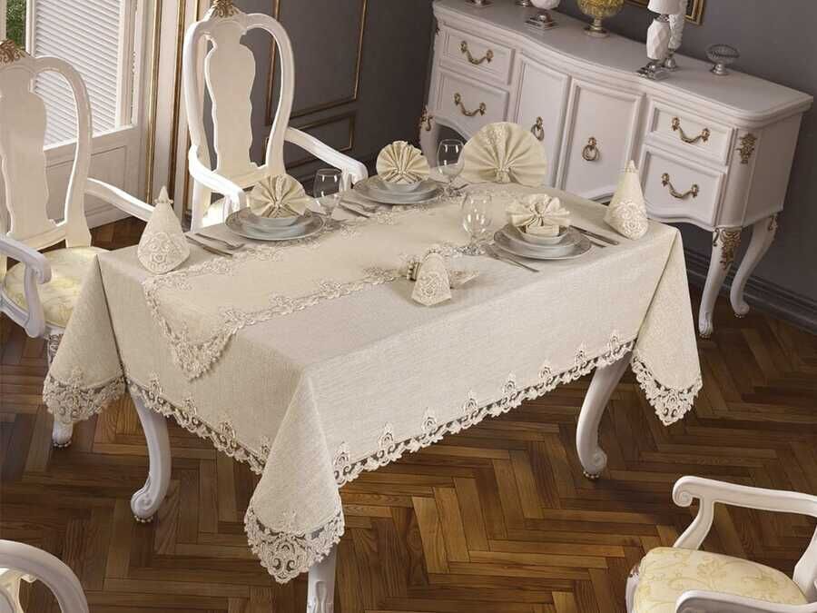  Saltanat Table Cloth 26 Piece Cream