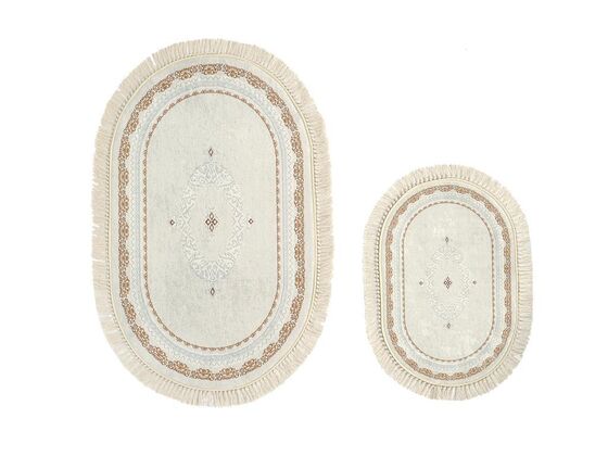 Saltanat Oval Bath Mat Set 2 Pcs- Gold