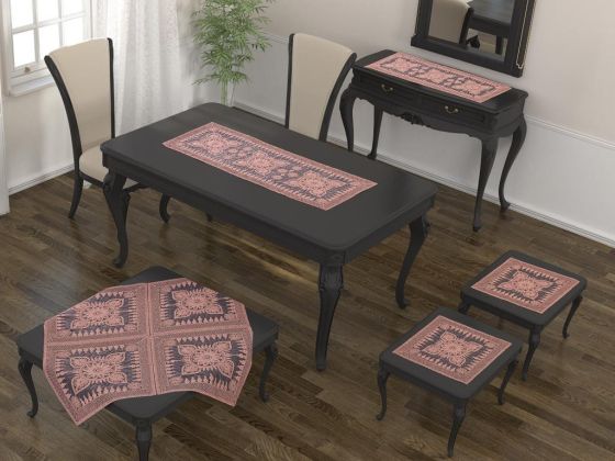 Salvia Cord Embroidered 5-Piece Living Room Set