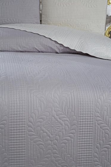Sanem Double Sided, Full Size Bedspread Set, Coverlet 230x250 with Pillowcase Gray