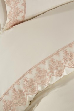 Sara Duvet Cover Set 6pcs, Duvet Cover 200x220, Bedsheet 240x260 Cotton Fabric, Full Size, Double Size Cream Cappucino - Thumbnail