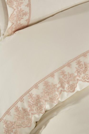 Sara Duvet Cover Set 6pcs, Duvet Cover 200x220, Bedsheet 240x260 Cotton Fabric, Full Size, Double Size Cream Cappucino