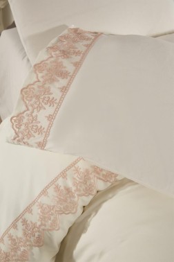 Sara Duvet Cover Set 6pcs, Duvet Cover 200x220, Bedsheet 240x260 Cotton Fabric, Full Size, Double Size Cream Cappucino - Thumbnail